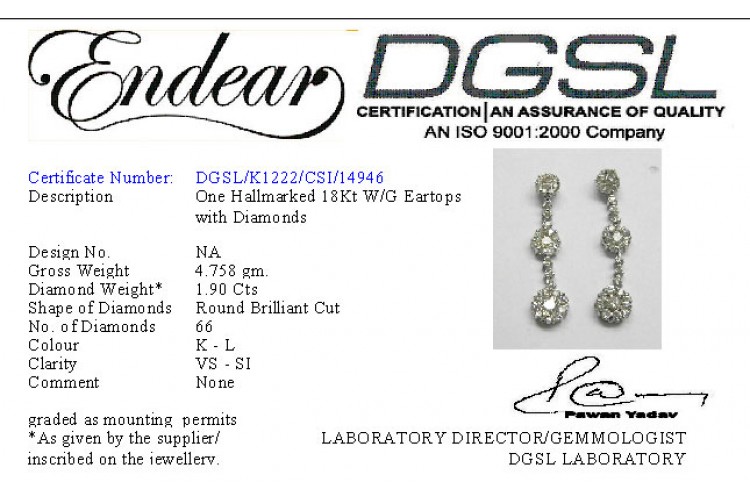 Diamond Earrings with Hanging Clusters
